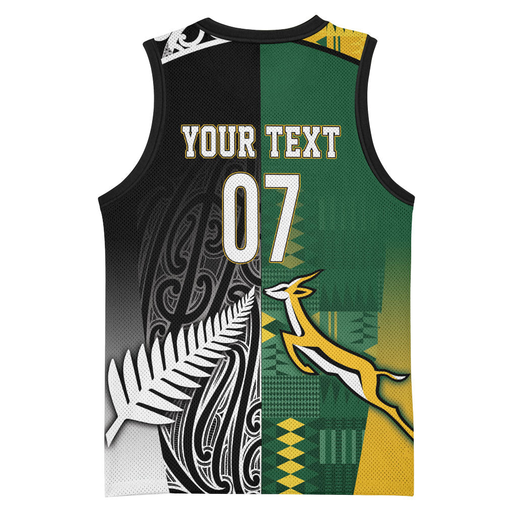 Custom Rugby South Africa New Zealand Greatest Rivals Basketball Jersey Tribal Motifs LT7 - Polynesian Pride