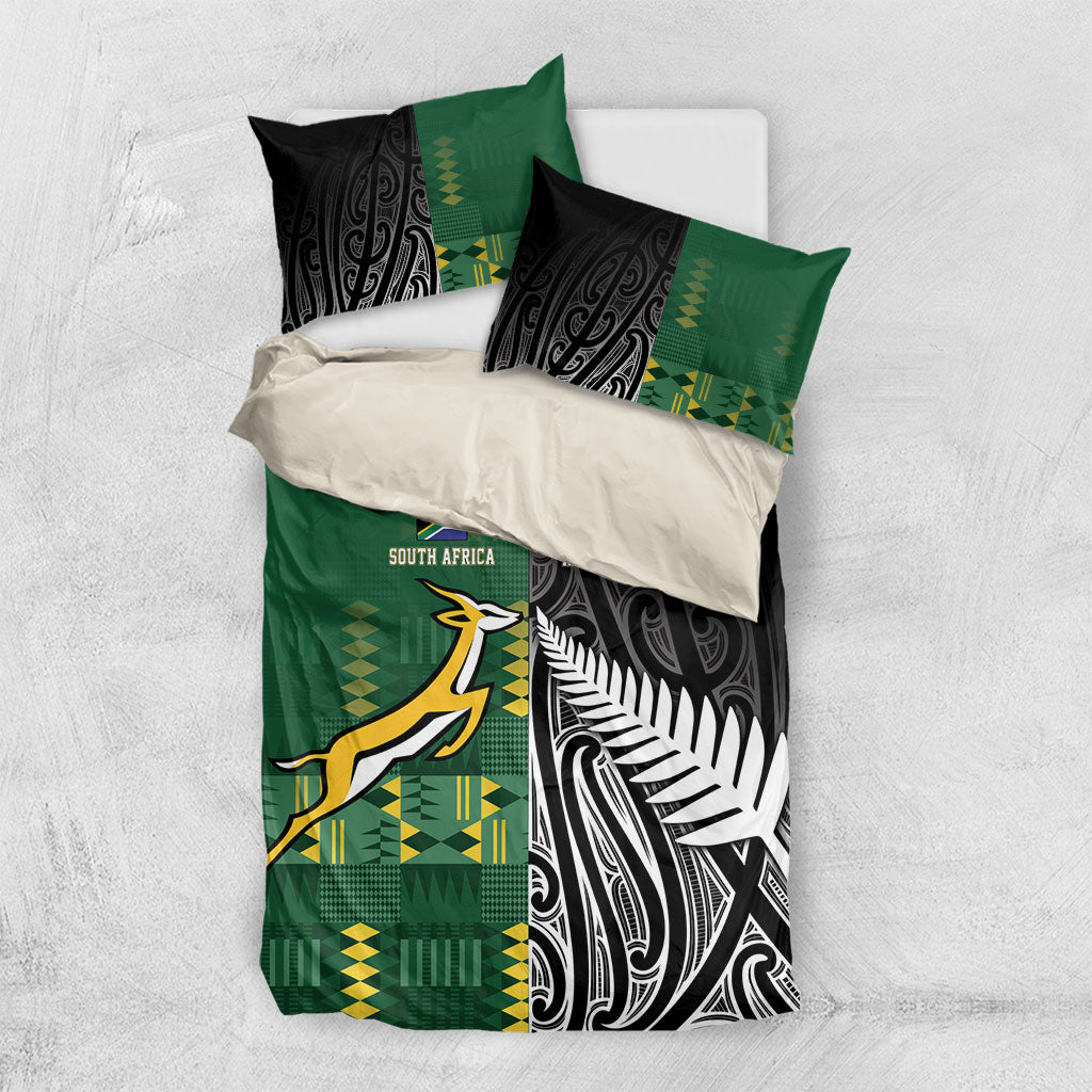 Rugby South Africa New Zealand Greatest Rivals Bedding Set Tribal Motifs LT7 US Twin 172cm x 218cm Multicolor - Polynesian Pride