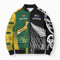 Custom Rugby South Africa New Zealand Greatest Rivals Bomber Puffer Jacket Tribal Motifs LT7 Unisex Multicolor - Polynesian Pride