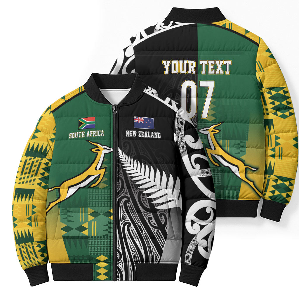 Custom Rugby South Africa New Zealand Greatest Rivals Bomber Puffer Jacket Tribal Motifs LT7 - Polynesian Pride