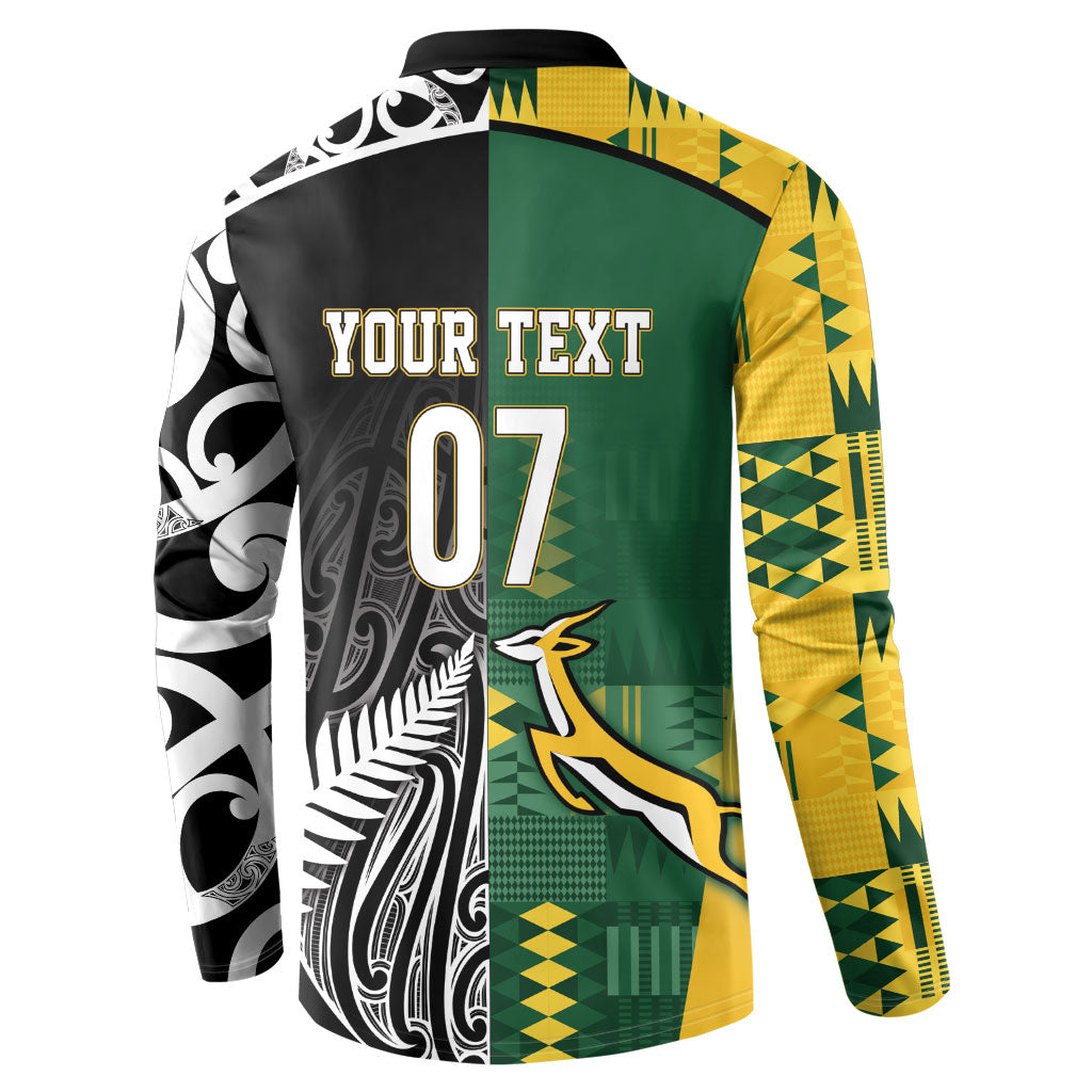 Custom Rugby South Africa New Zealand Greatest Rivals Button Sweatshirt Tribal Motifs LT7 - Polynesian Pride