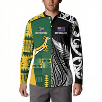 Custom Rugby South Africa New Zealand Greatest Rivals Button Sweatshirt Tribal Motifs LT7 - Polynesian Pride