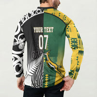Custom Rugby South Africa New Zealand Greatest Rivals Button Sweatshirt Tribal Motifs LT7 - Polynesian Pride