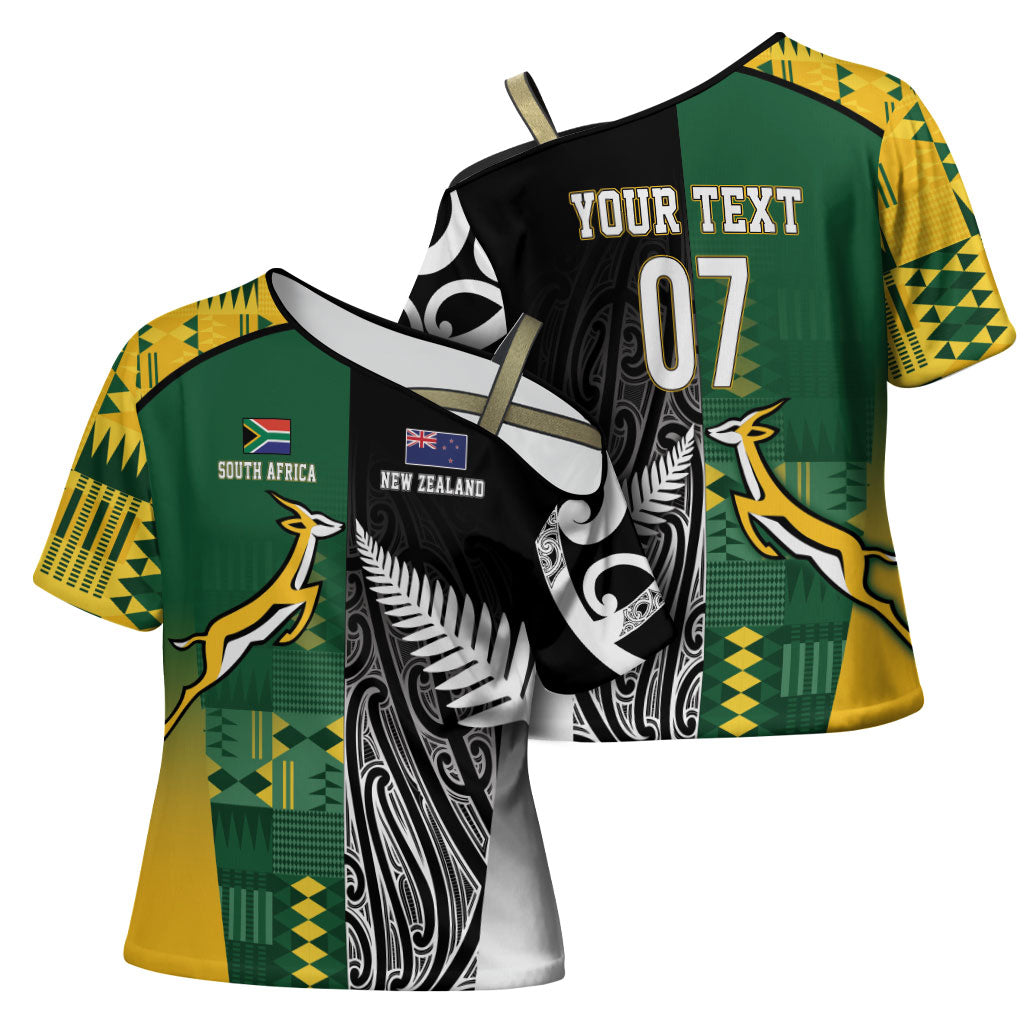 Custom Rugby South Africa New Zealand Greatest Rivals Cross Shoulder Shirt Tribal Motifs LT7 - Polynesian Pride