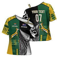 Custom Rugby South Africa New Zealand Greatest Rivals Cross Shoulder Shirt Tribal Motifs LT7 - Polynesian Pride
