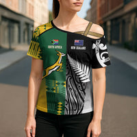 Custom Rugby South Africa New Zealand Greatest Rivals Cross Shoulder Shirt Tribal Motifs LT7 - Polynesian Pride