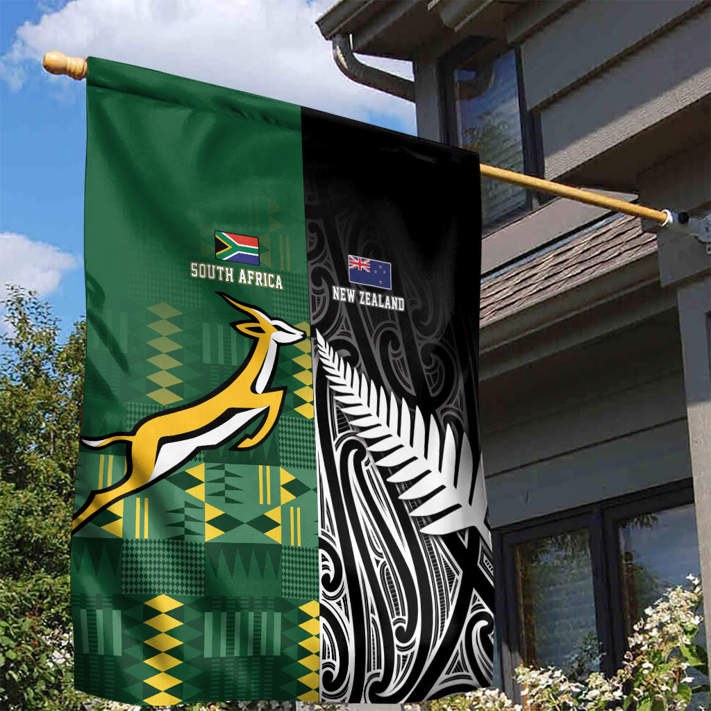 Rugby South Africa New Zealand Greatest Rivals Garden Flag Tribal Motifs LT7 - Polynesian Pride