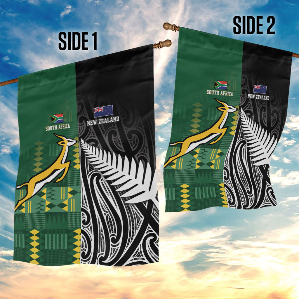 Rugby South Africa New Zealand Greatest Rivals Garden Flag Tribal Motifs LT7 - Polynesian Pride