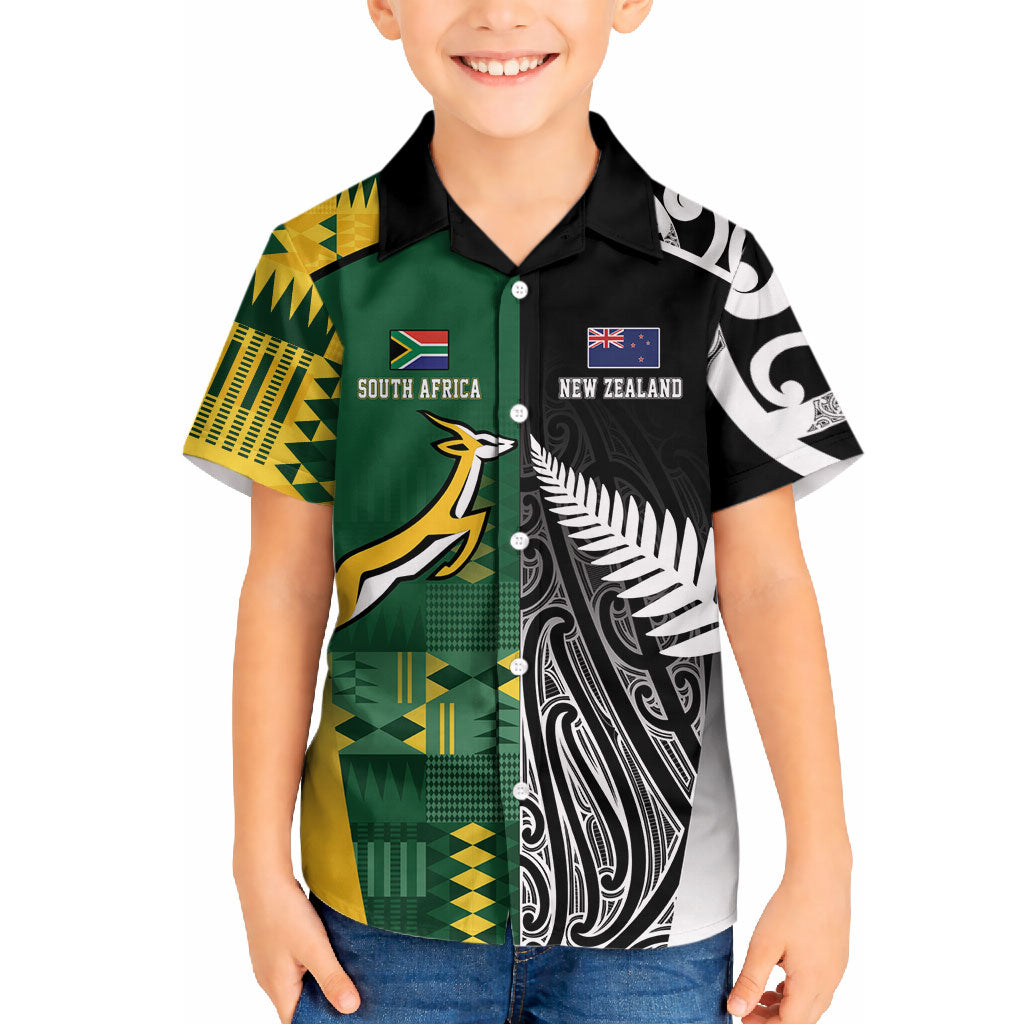 Custom Rugby South Africa New Zealand Greatest Rivals Hawaiian Shirt Tribal Motifs LT7 - Polynesian Pride