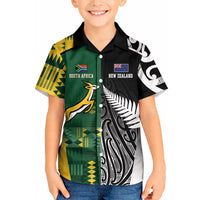 Custom Rugby South Africa New Zealand Greatest Rivals Kid Hawaiian Shirt Tribal Motifs LT7 Kid Multicolor - Polynesian Pride