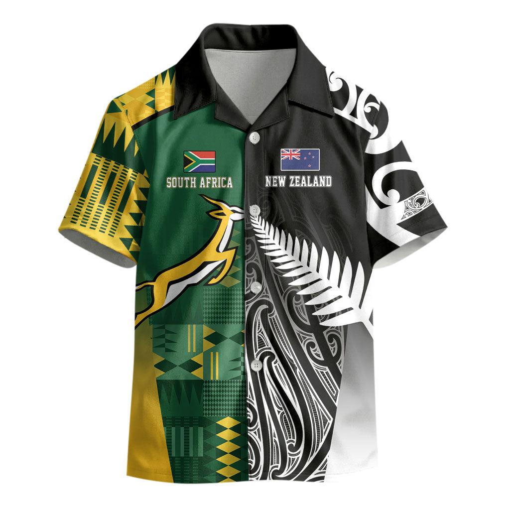 Custom Rugby South Africa New Zealand Greatest Rivals Kid Hawaiian Shirt Tribal Motifs LT7 - Polynesian Pride