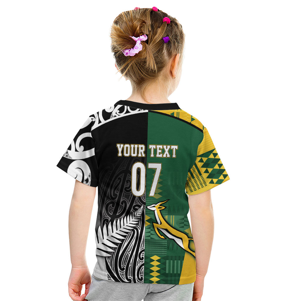 Custom Rugby South Africa New Zealand Greatest Rivals Kid T Shirt Tribal Motifs LT7 - Polynesian Pride