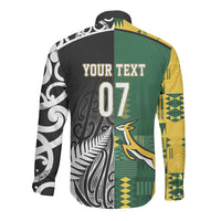 Custom Rugby South Africa New Zealand Greatest Rivals Long Sleeve Button Shirt Tribal Motifs LT7 - Polynesian Pride