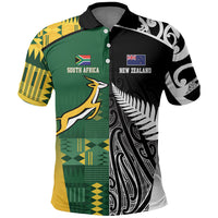 Custom Rugby South Africa New Zealand Greatest Rivals Polo Shirt Tribal Motifs LT7 Multicolor - Polynesian Pride