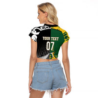 Custom Rugby South Africa New Zealand Greatest Rivals Raglan Cropped T Shirt Tribal Motifs LT7 - Polynesian Pride