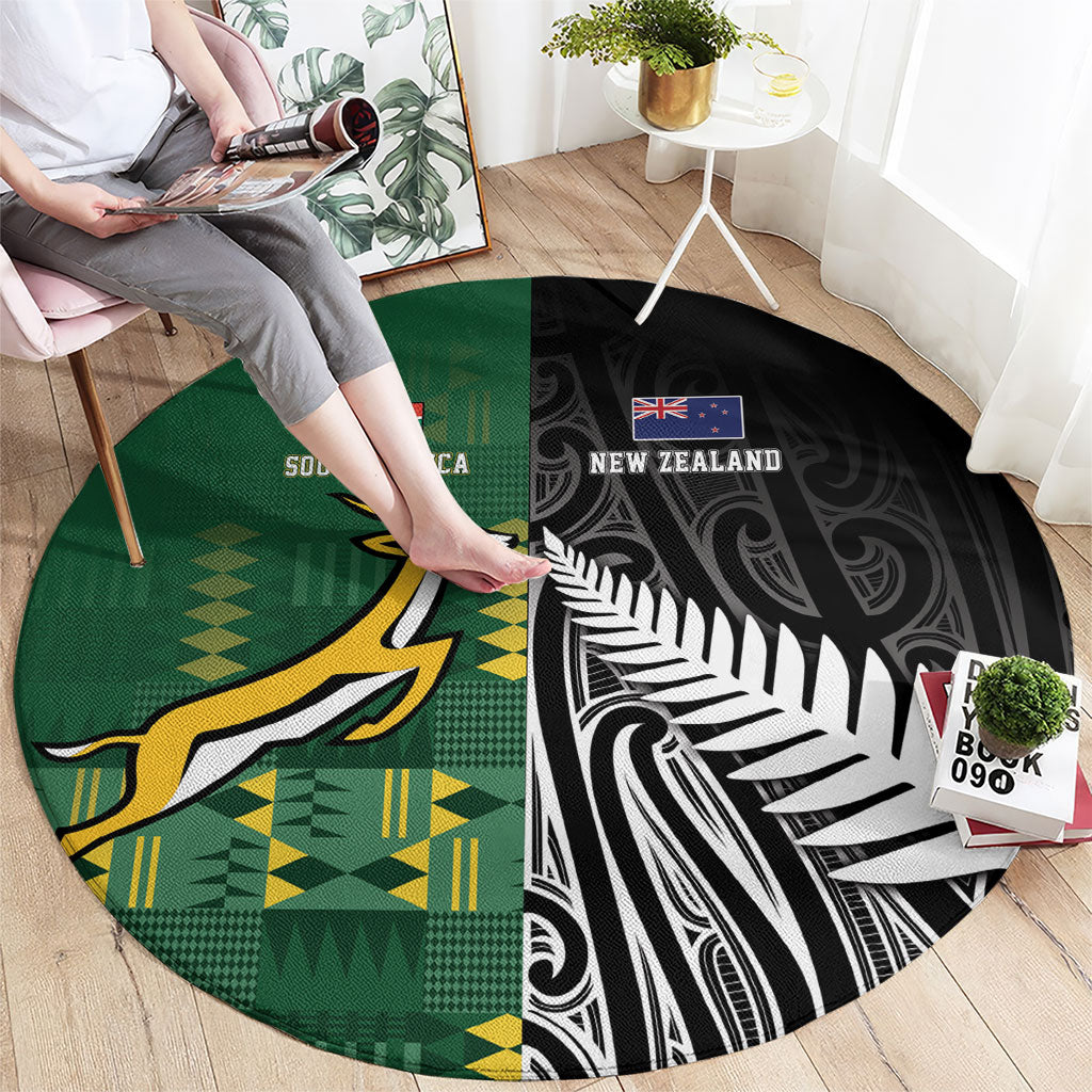 Rugby South Africa New Zealand Greatest Rivals Round Carpet Tribal Motifs LT7 - Polynesian Pride