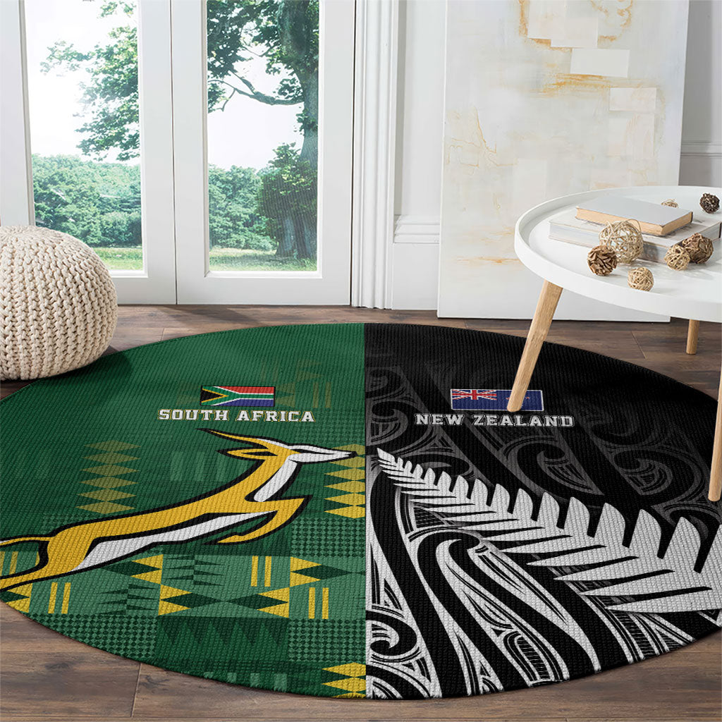 Rugby South Africa New Zealand Greatest Rivals Round Carpet Tribal Motifs LT7 - Polynesian Pride