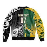 Custom Rugby South Africa New Zealand Greatest Rivals Sleeve Zip Bomber Jacket Tribal Motifs LT7 - Polynesian Pride