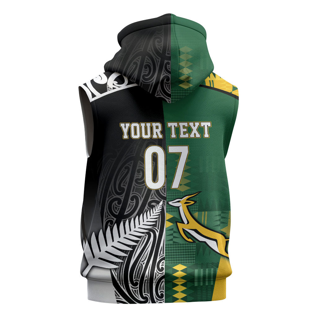 Custom Rugby South Africa New Zealand Greatest Rivals Sleeveless Hoodie Tribal Motifs LT7 - Polynesian Pride