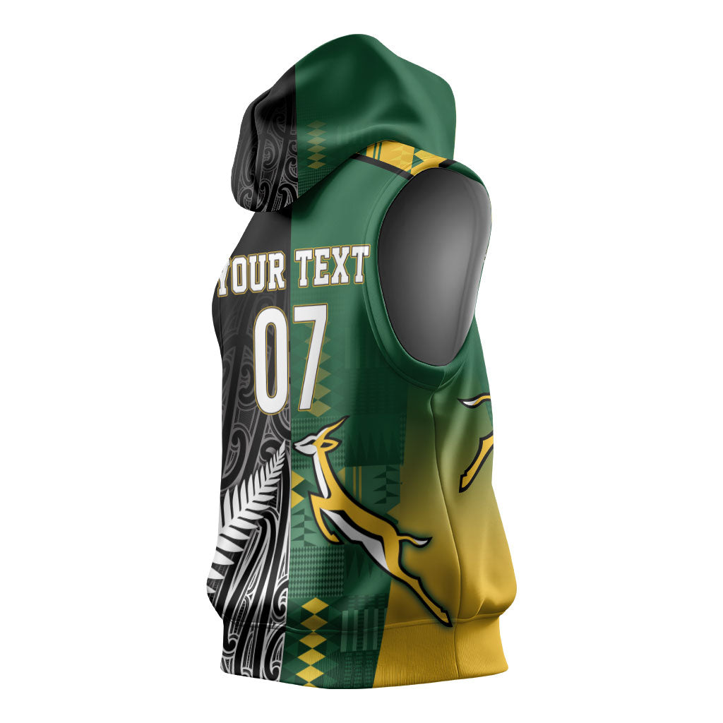 Custom Rugby South Africa New Zealand Greatest Rivals Sleeveless Hoodie Tribal Motifs LT7 - Polynesian Pride