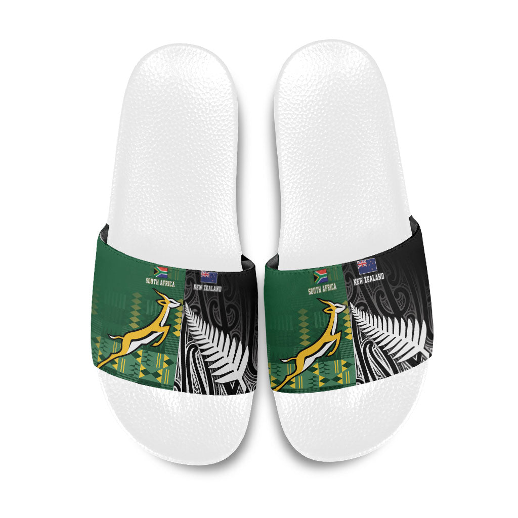Rugby South Africa New Zealand Greatest Rivals Slide Sandals Tribal Motifs LT7 Multicolor - Polynesian Pride
