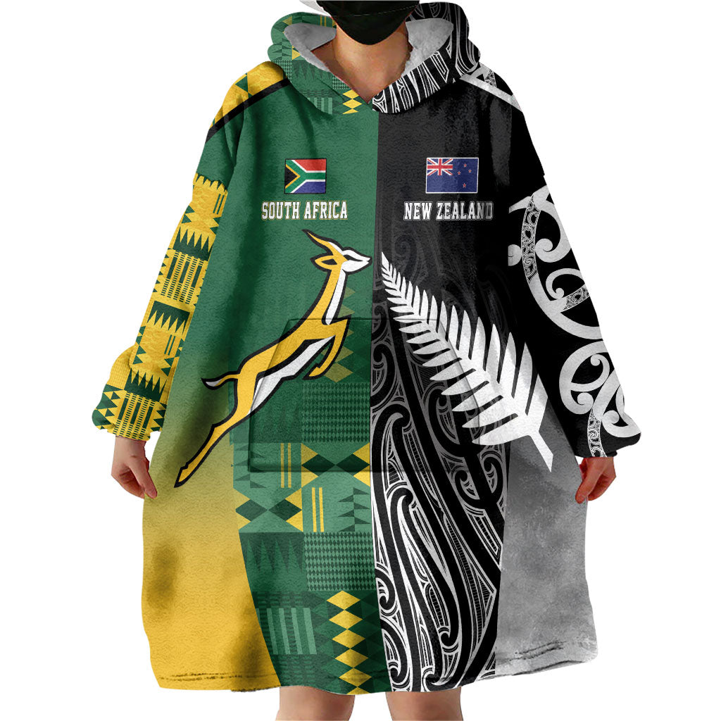 Custom Rugby South Africa New Zealand Greatest Rivals Wearable Blanket Hoodie Tribal Motifs LT7 - Polynesian Pride