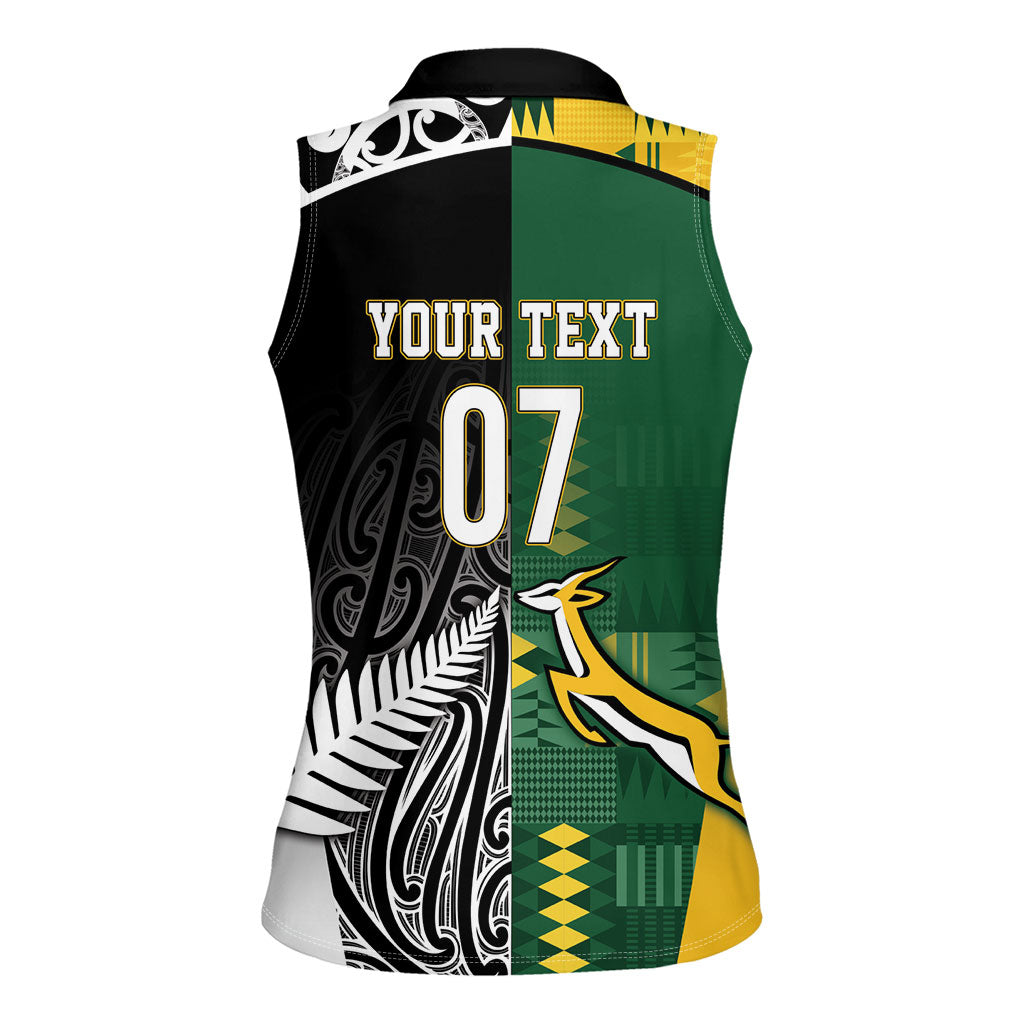 Custom Rugby South Africa New Zealand Greatest Rivals Women Sleeveless Polo Shirt Tribal Motifs LT7 - Polynesian Pride