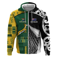 Custom Rugby South Africa New Zealand Greatest Rivals Zip Hoodie Tribal Motifs LT7 Zip Hoodie Multicolor - Polynesian Pride