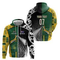 Custom Rugby South Africa New Zealand Greatest Rivals Zip Hoodie Tribal Motifs LT7 - Polynesian Pride