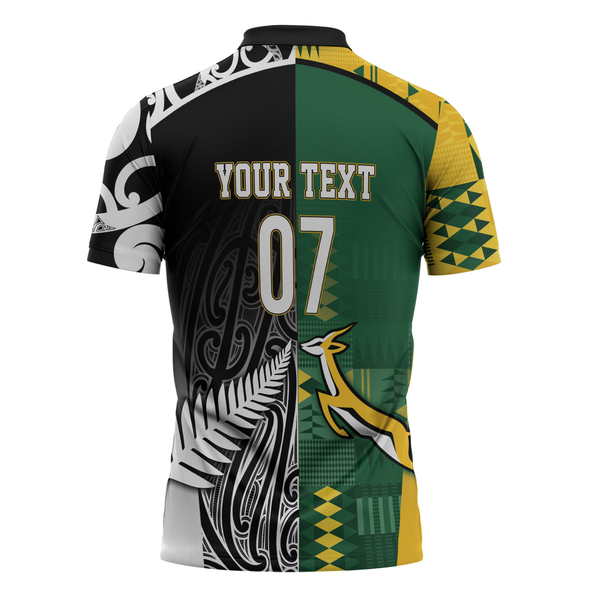 Custom Rugby South Africa New Zealand Greatest Rivals Zipper Polo Shirt Tribal Motifs LT7 - Polynesian Pride