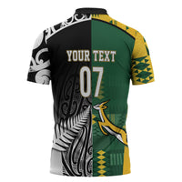 Custom Rugby South Africa New Zealand Greatest Rivals Zipper Polo Shirt Tribal Motifs LT7 - Polynesian Pride