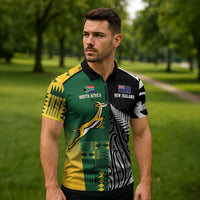 Custom Rugby South Africa New Zealand Greatest Rivals Zipper Polo Shirt Tribal Motifs LT7 - Polynesian Pride