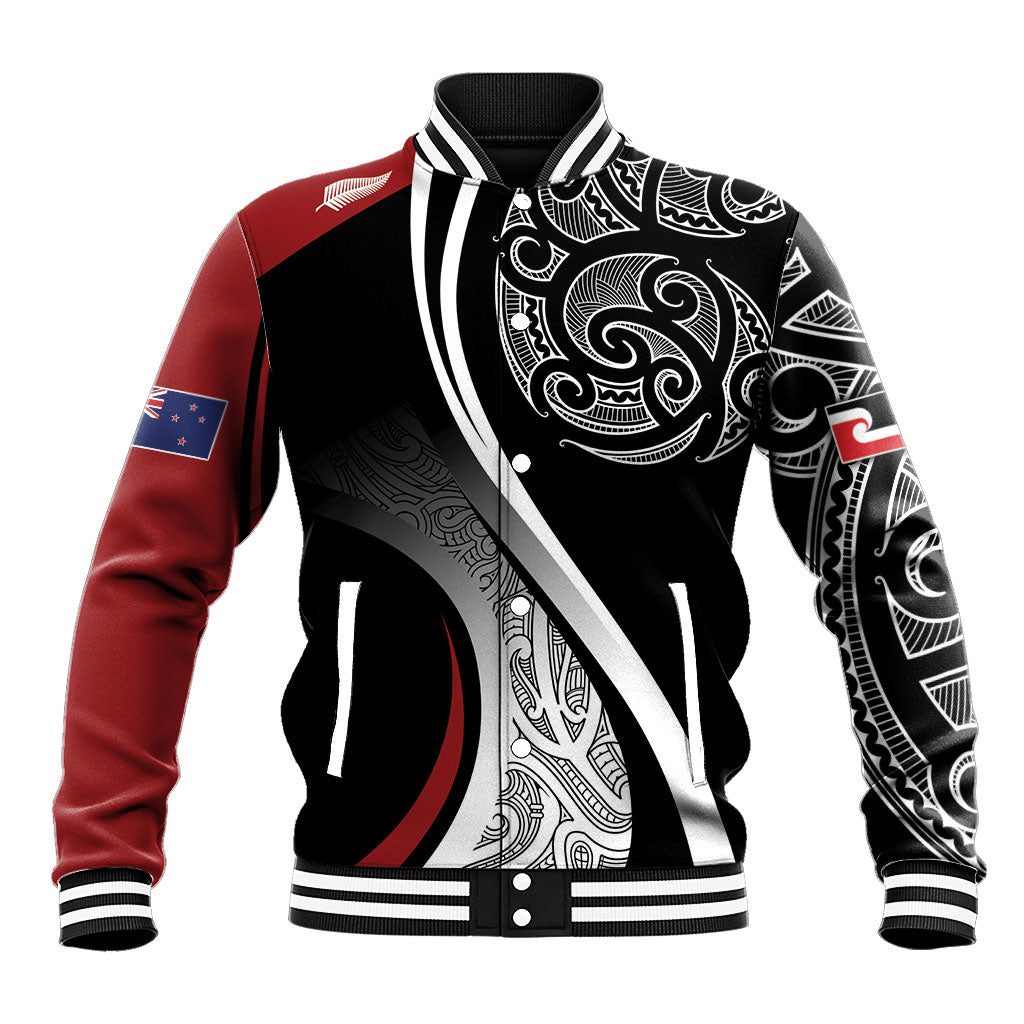 Aotearoa Maori Rugby Custom Baseball Jacket Kapa O Pango LT7 Unisex Black - Polynesian Pride