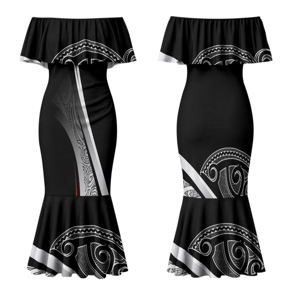 Aotearoa Maori Rugby Custom Couples Matching Mermaid Dress and Hawaiian Shirt Kapa O Pango LT7 - Polynesian Pride