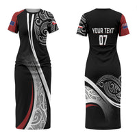 Aotearoa Maori Rugby Custom Couples Matching Short Sleeve Bodycon Dress and Long Sleeve Button Shirt Kapa O Pango LT7 - Polynesian Pride