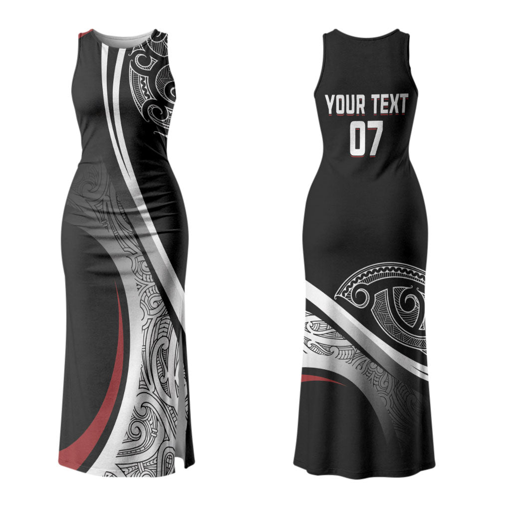 Aotearoa Maori Rugby Custom Couples Matching Tank Maxi Dress and Hawaiian Shirt Kapa O Pango LT7 - Polynesian Pride