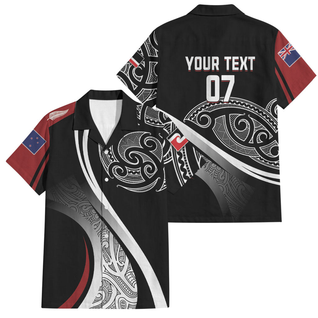 Aotearoa Maori Rugby Custom Family Matching Short Sleeve Bodycon Dress and Hawaiian Shirt Kapa O Pango LT7 Dad's Shirt - Short Sleeve Black - Polynesian Pride
