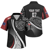 Aotearoa Maori Rugby Custom Family Matching Short Sleeve Bodycon Dress and Hawaiian Shirt Kapa O Pango LT7 Son's Shirt Black - Polynesian Pride