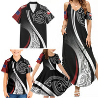 Aotearoa Maori Rugby Custom Family Matching Summer Maxi Dress and Hawaiian Shirt Kapa O Pango LT7 - Polynesian Pride