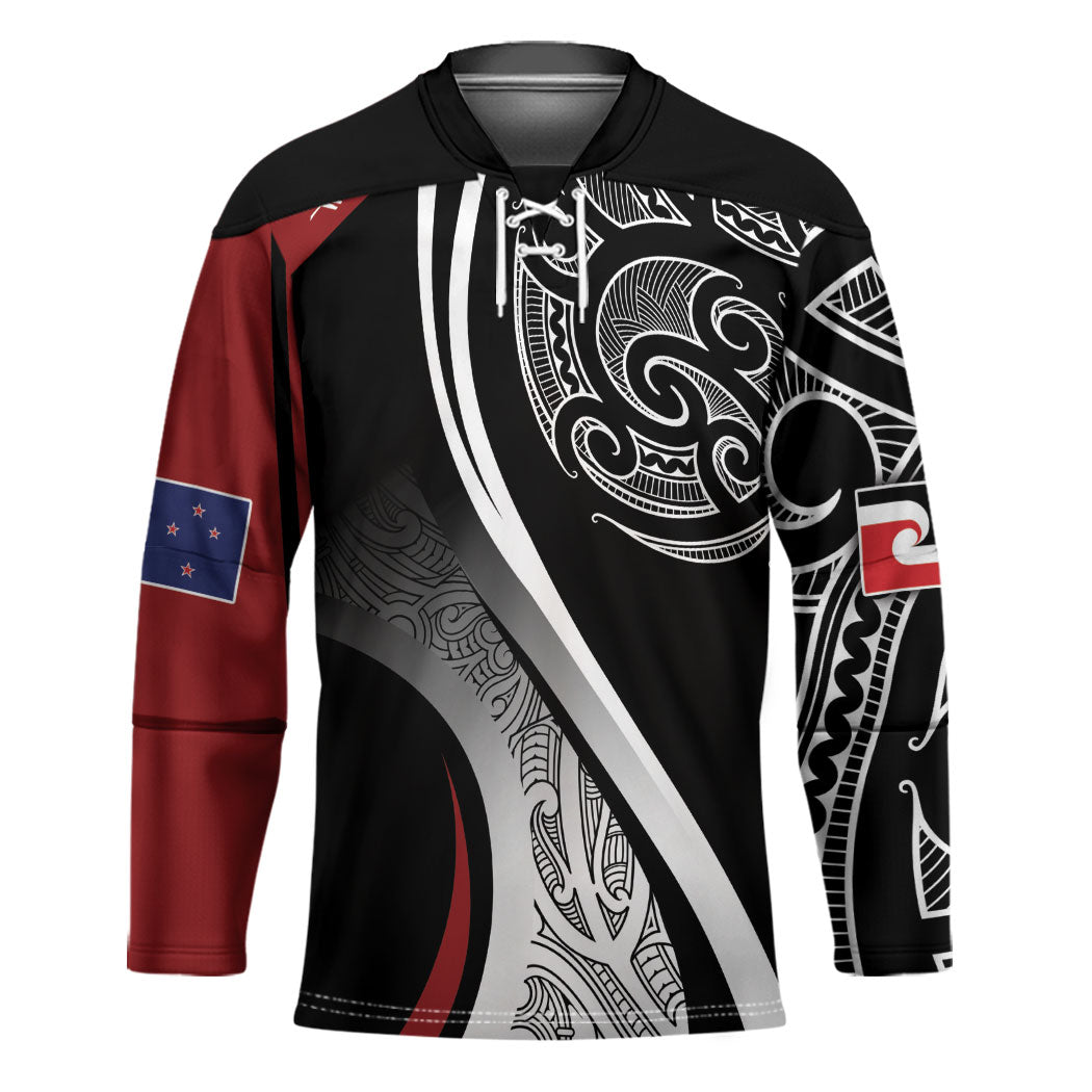 Aotearoa Maori Rugby Custom Hockey Jersey Kapa O Pango LT7 Unisex Black - Polynesian Pride