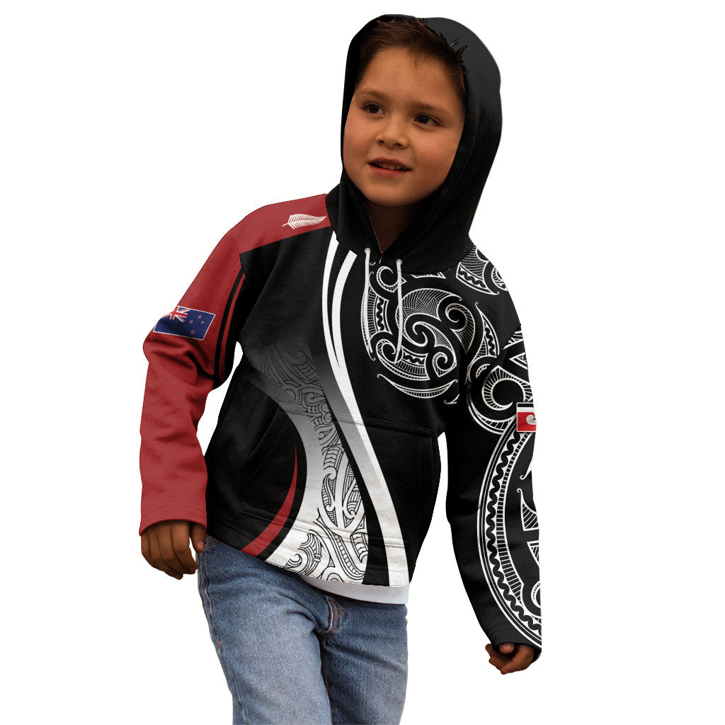 Aotearoa Maori Rugby Custom Kid Hoodie Kapa O Pango LT7 - Polynesian Pride