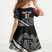 Aotearoa Maori Rugby Custom Kid Short Sleeve Dress Kapa O Pango LT7 - Polynesian Pride