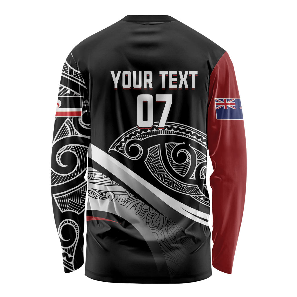 Aotearoa Maori Rugby Custom Long Sleeve Shirt Kapa O Pango LT7 - Polynesian Pride