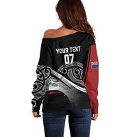 Aotearoa Maori Rugby Custom Off Shoulder Sweater Kapa O Pango LT7 - Polynesian Pride
