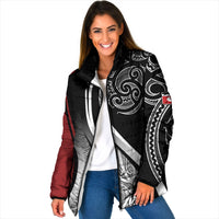 Aotearoa Maori Rugby Custom Padded Jacket Kapa O Pango LT7 Women Black - Polynesian Pride