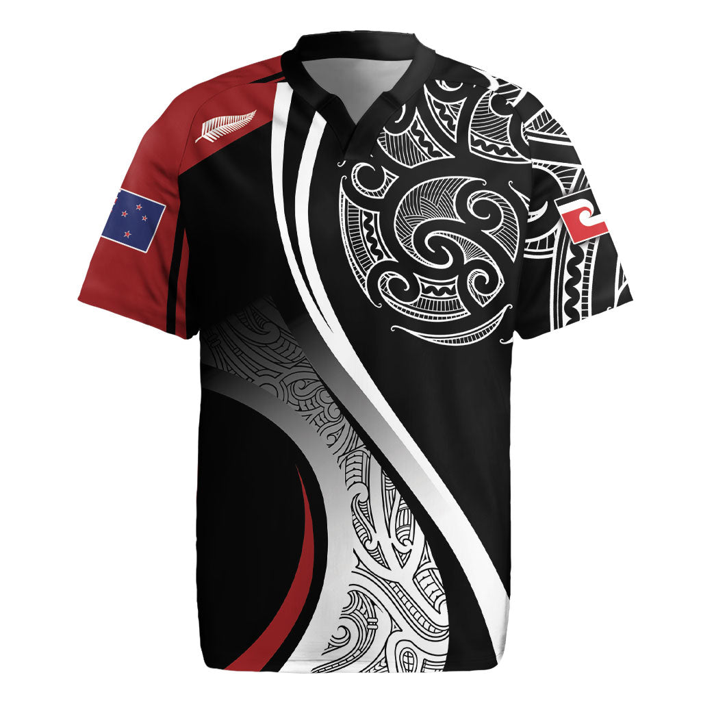 Aotearoa Maori Rugby Custom Rugby Jersey Kapa O Pango LT7 Black - Polynesian Pride