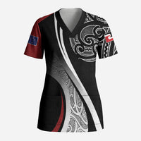 Aotearoa Maori Rugby Custom Scrub Top Kapa O Pango LT7 Adult Black - Polynesian Pride