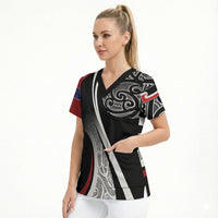 Aotearoa Maori Rugby Custom Scrub Top Kapa O Pango LT7 - Polynesian Pride
