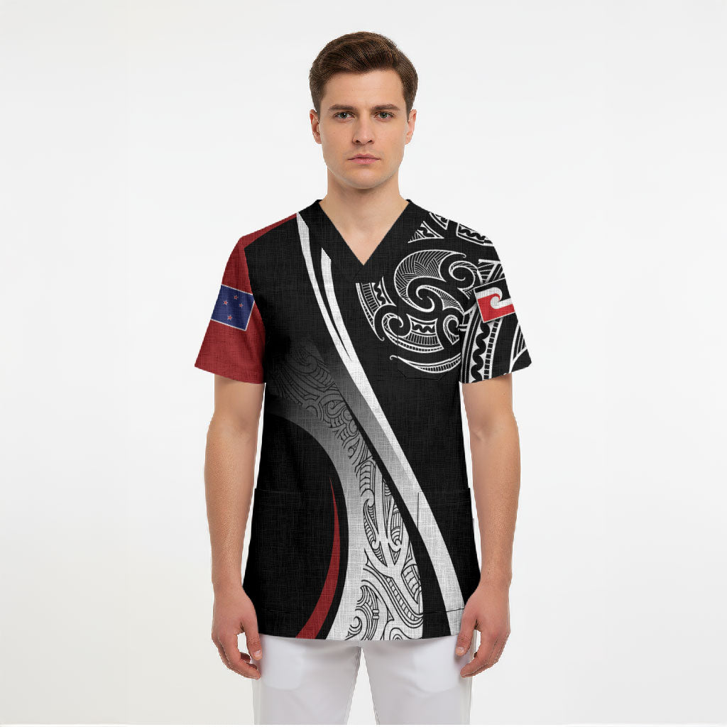 Aotearoa Maori Rugby Custom Scrub Top Kapa O Pango LT7 - Polynesian Pride