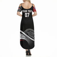 Aotearoa Maori Rugby Custom Summer Maxi Dress Kapa O Pango LT7 - Polynesian Pride